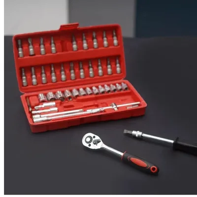 סט בוקסות וראצ'ט מקצועי 46 חלקים הסט המלא לתיקוני רכב, ותחזוקת הבית