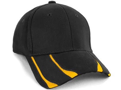 כובע מצחייה ספורטיבי איכותי שחור צהוב בעיצוב להבות