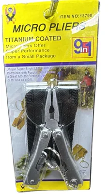 מולטי-טול מיקרו טקטי 9 ב-1: פלייר עוצמתי ופנס LED בקצות האצבעות