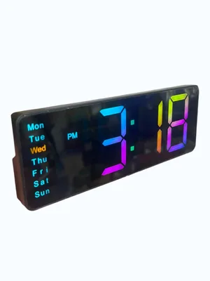 שעון שולחני דיגיטלי לד מעורר מחליף צבעים RGB תאריך וטמפרטורה