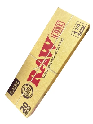 מארז 20 קונוסים מגולגלים מראש RAW Classic (גודל 1.1/4) מנייר טבעי