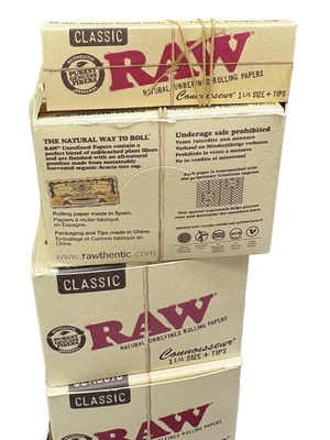 פאקט ניירות גלגול RAW קלאסי (1 1/4) משולב פילטרים (Connoisseur)